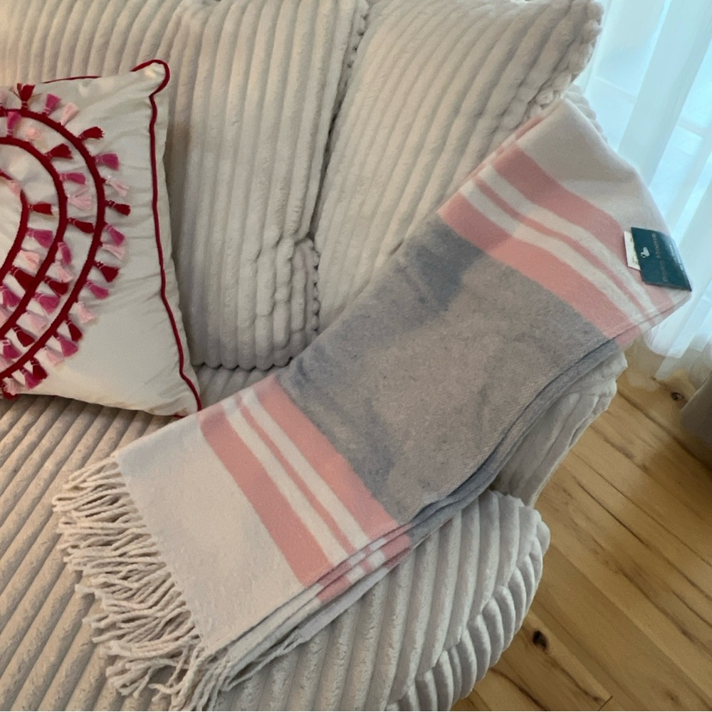 Cozy Striped Fringe Blanket